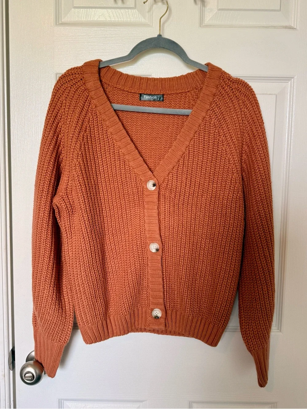 Pumpkin V-Neck Button-Front Women’s Cardigan Sweater